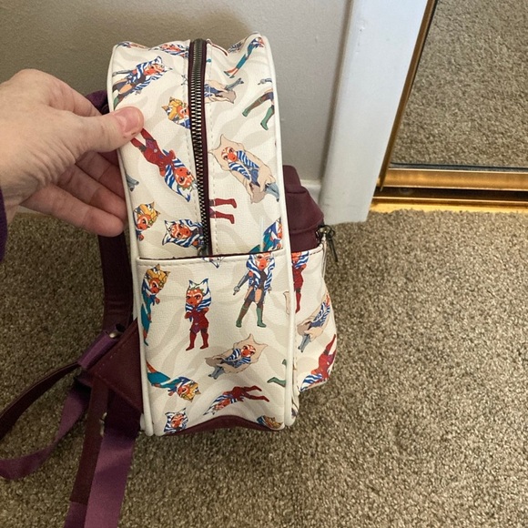 Loungefly Star Wars Ashoka Allover Print Mini Backpack - White and Burgundy - Picture 6 of 7